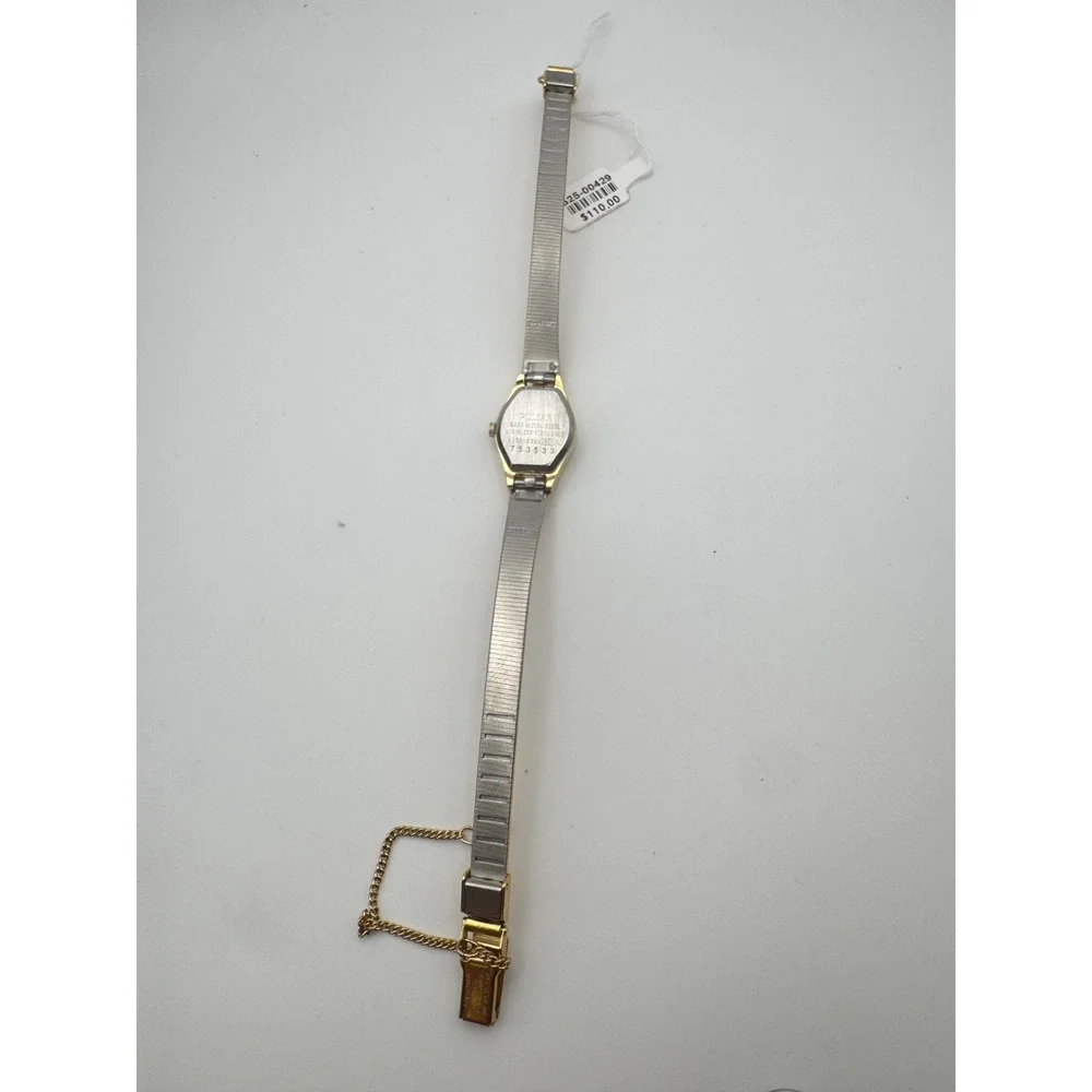 Vintage Pulsar Watch Ladies Gold Tone Black Dial NOS Working